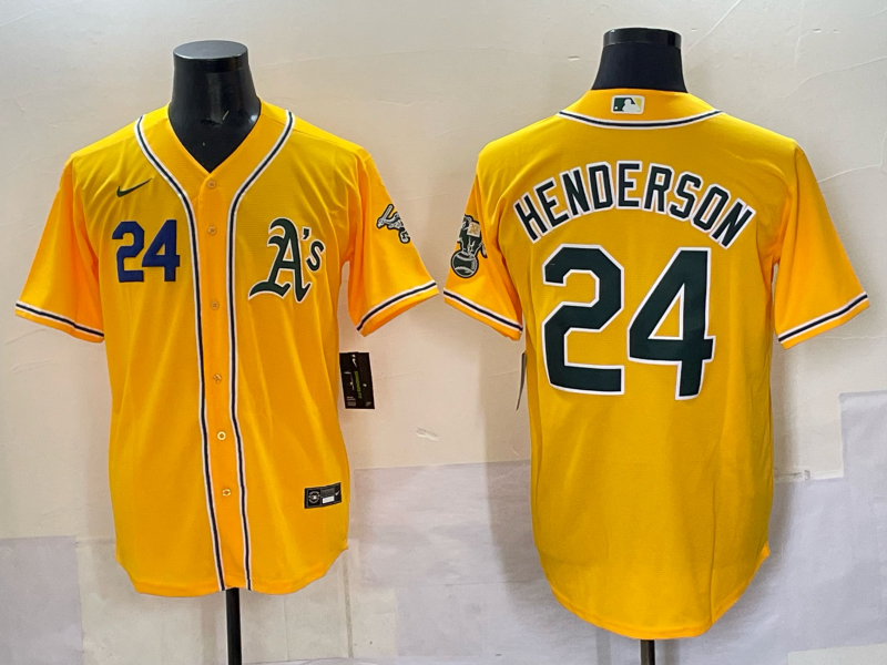 Men Oakland Athletics #24 Henderson yellow Nike 2025 MLB Jersey 005->milwaukee brewers->MLB Jersey